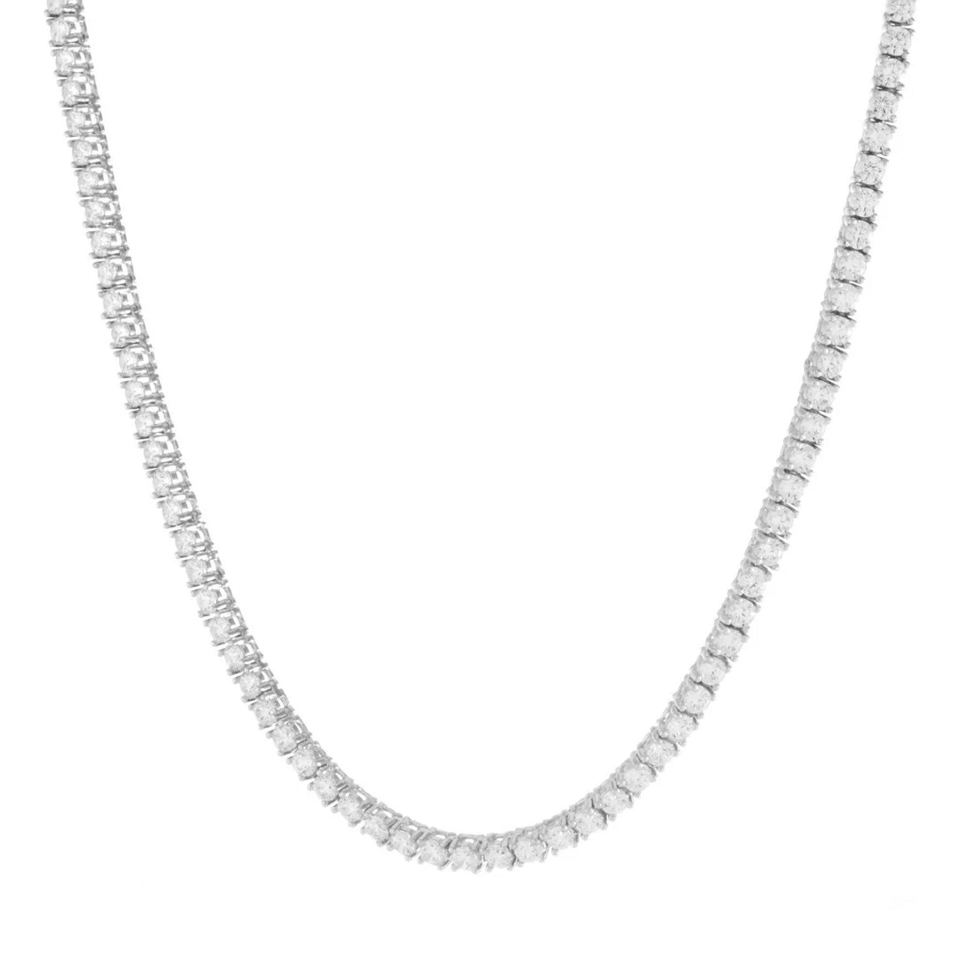 King Ice 3mm Single Row Plated Tennis Chain - Silver - SILVER